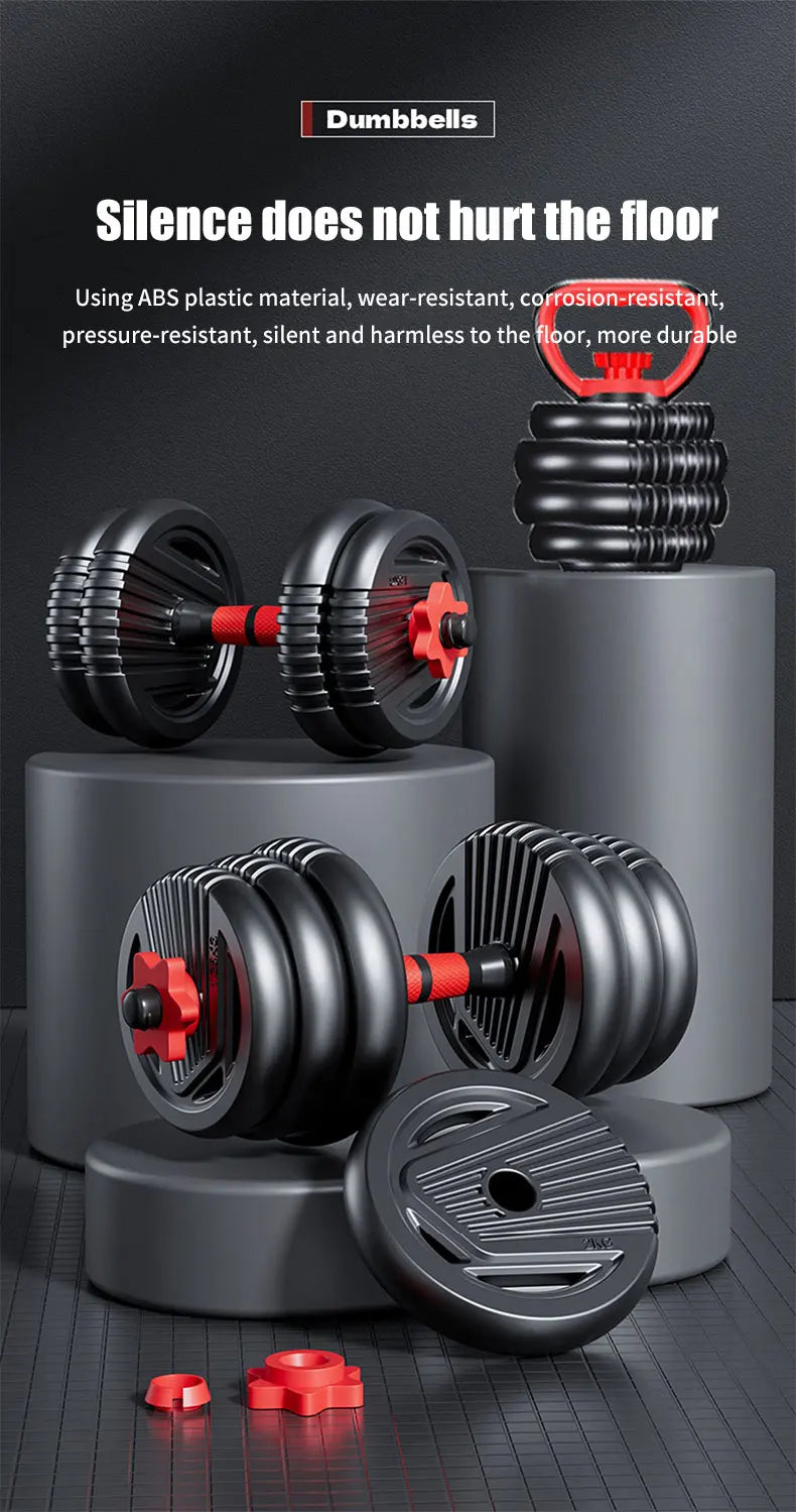 KBQ All-in-One 4-in-1 Adjustable Weight Dumbbell Set Twenty-Two-Pound Ergonomic-Grip
