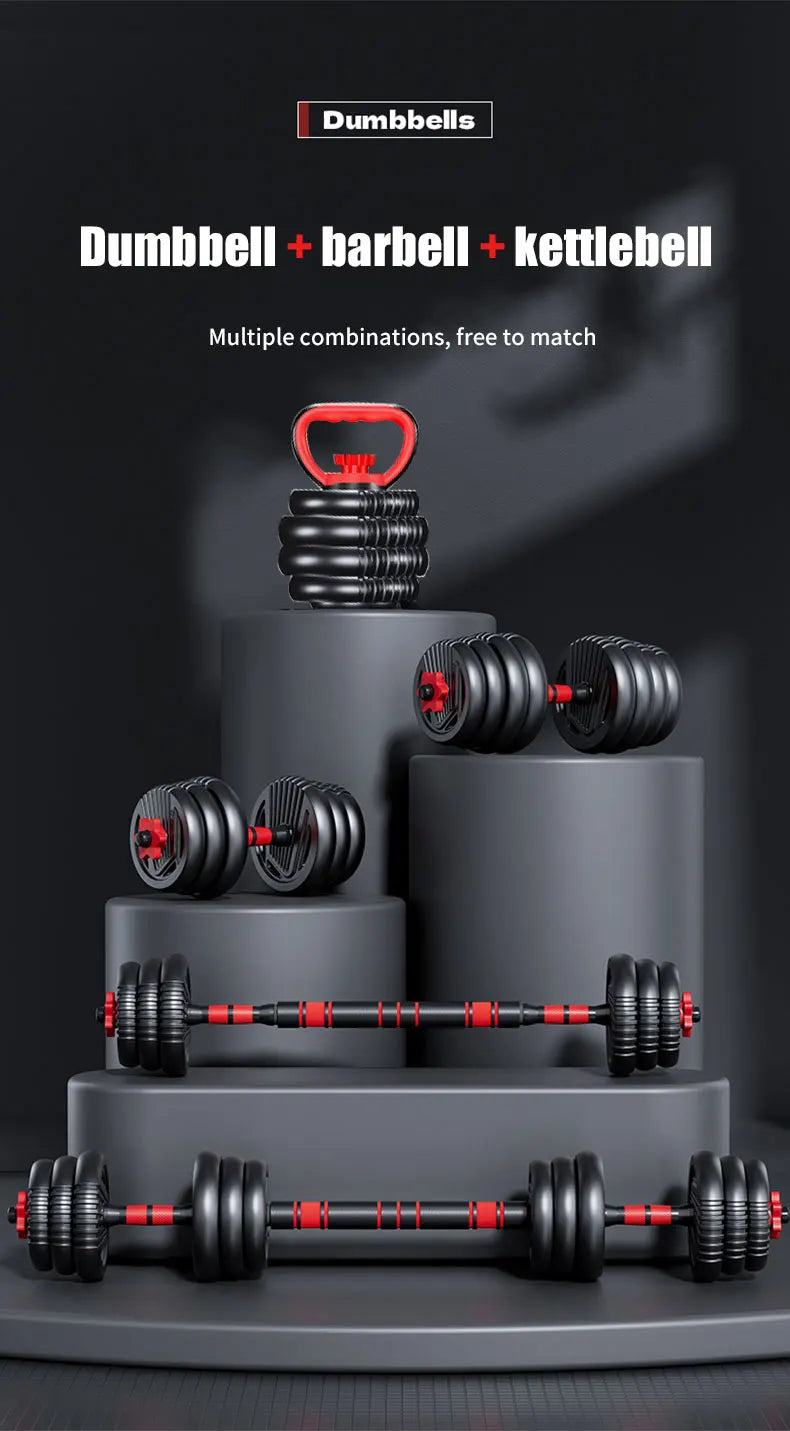 KBQ All-in-One 4-in-1 Adjustable Weight Dumbbell Set Twenty-Two-Pound Ergonomic-Grip