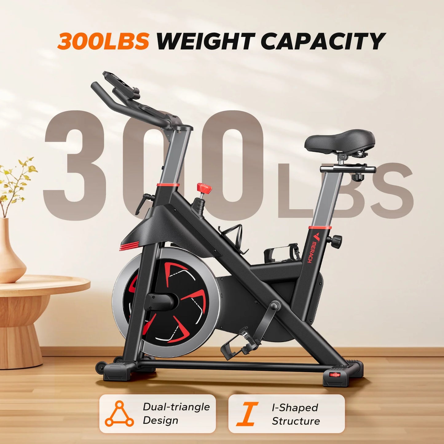 MERACH Exercise Bike Bluetooth Enabled Indoor Cycling Machine For Home Cardio Fitness