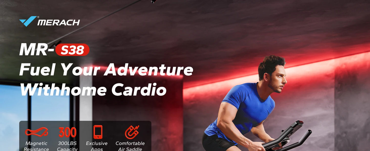 MERACH Exercise Bike Bluetooth Enabled Indoor Cycling Machine For Home Cardio Fitness