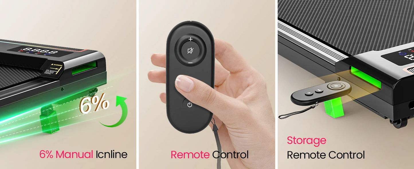 AKLUER 2-in-1 Walking-Running Pad Under-Desk Treadmill Equipped-With Adjustable Incline