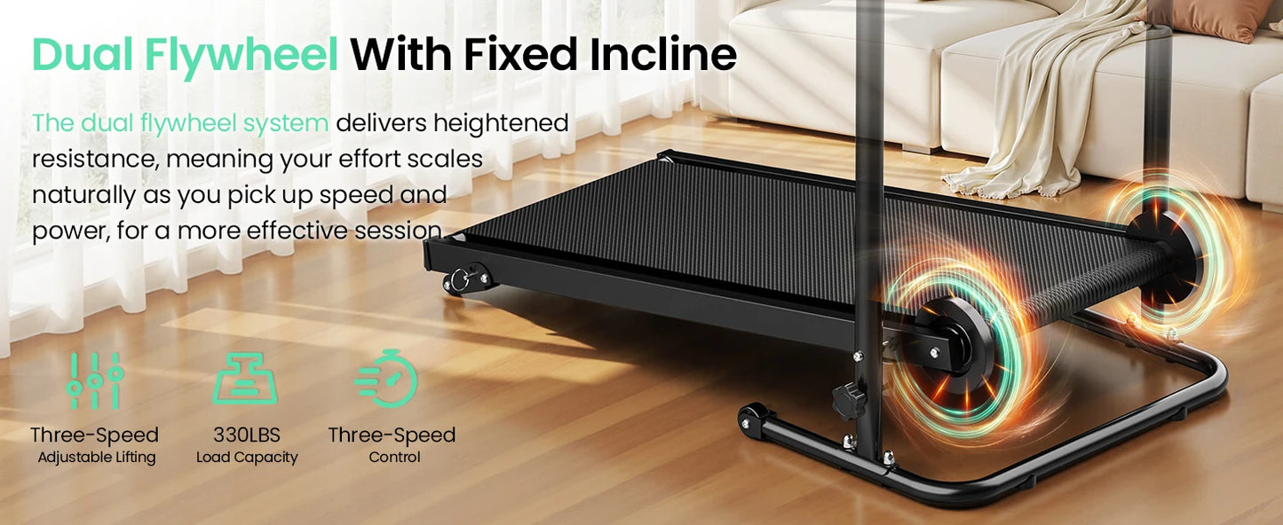 AKLUER Non Electric Treadmill With Dual Flywheel And Fixed Incline