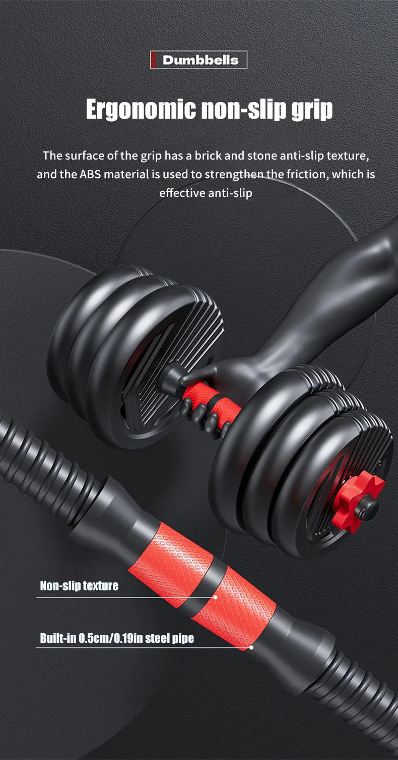 KBQ All-in-One 4-in-1 Adjustable Weight Dumbbell Set Twenty-Two-Pound Ergonomic-Grip