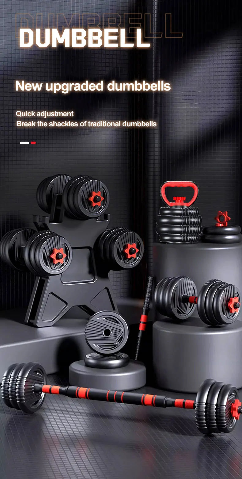 KBQ All-in-One 4-in-1 Adjustable Weight Dumbbell Set Twenty-Two-Pound Ergonomic-Grip