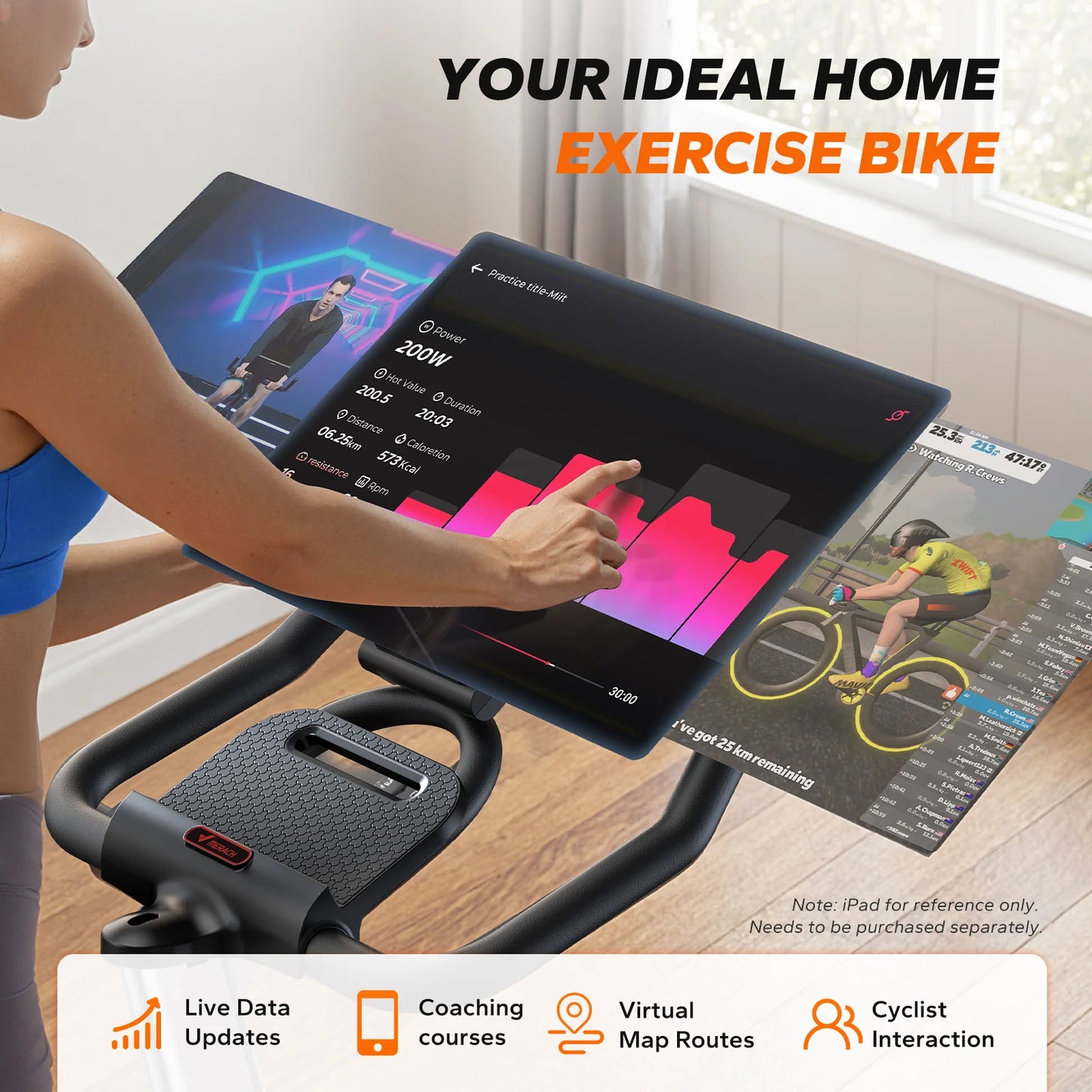 MERACH Exercise Bike Bluetooth Enabled Indoor Cycling Machine For Home Cardio Fitness