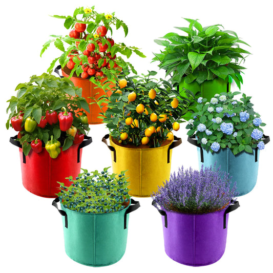 Colorful 5 Gallon Grow Bags 7 Pack for Garden Planting