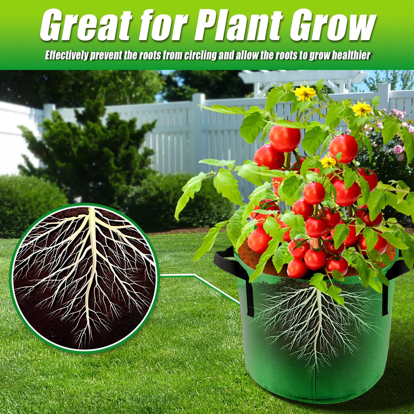 Colorful 5 Gallon Grow Bags 7 Pack for Garden Planting