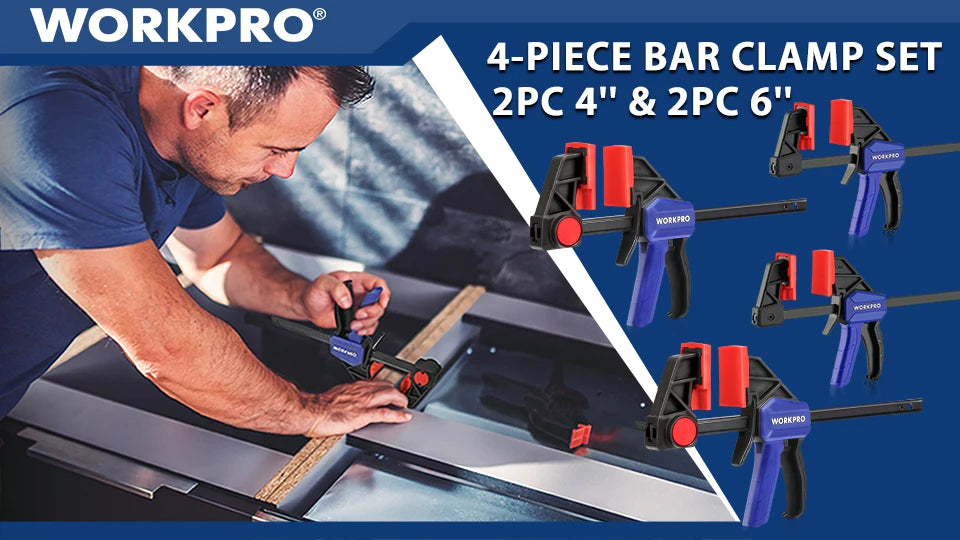 WORKPRO 4 Piece Bar Clamp Set