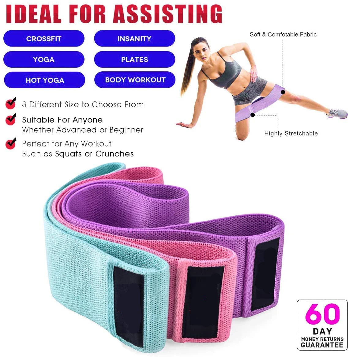 Elastic rubber resistance bands for yoga