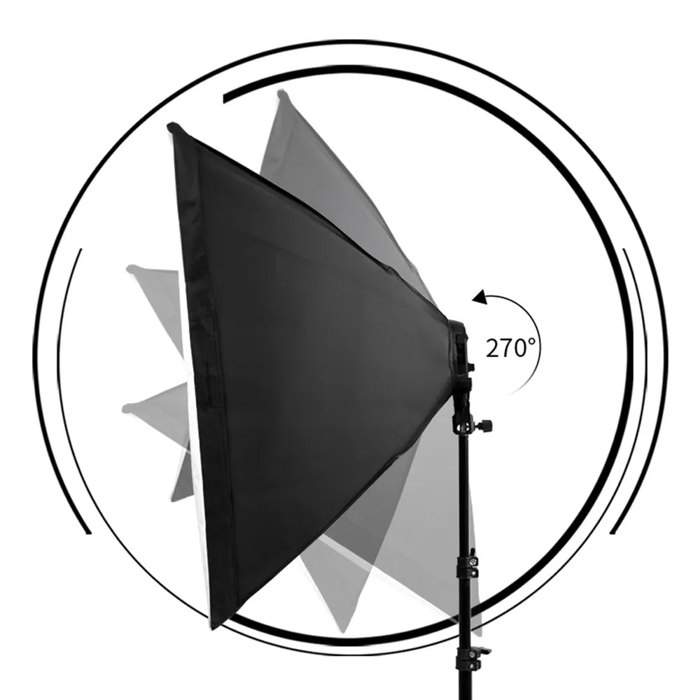 Lighting Kits Photography 50x70CM Softbox Professional Light System With E27 Photographic Bulbs Photo Studio Equipment