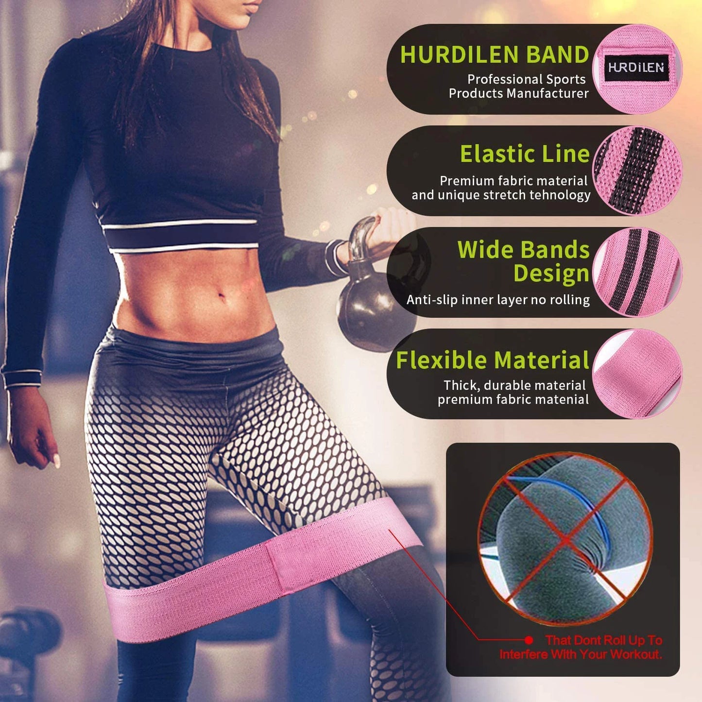 Elastic rubber resistance bands for yoga