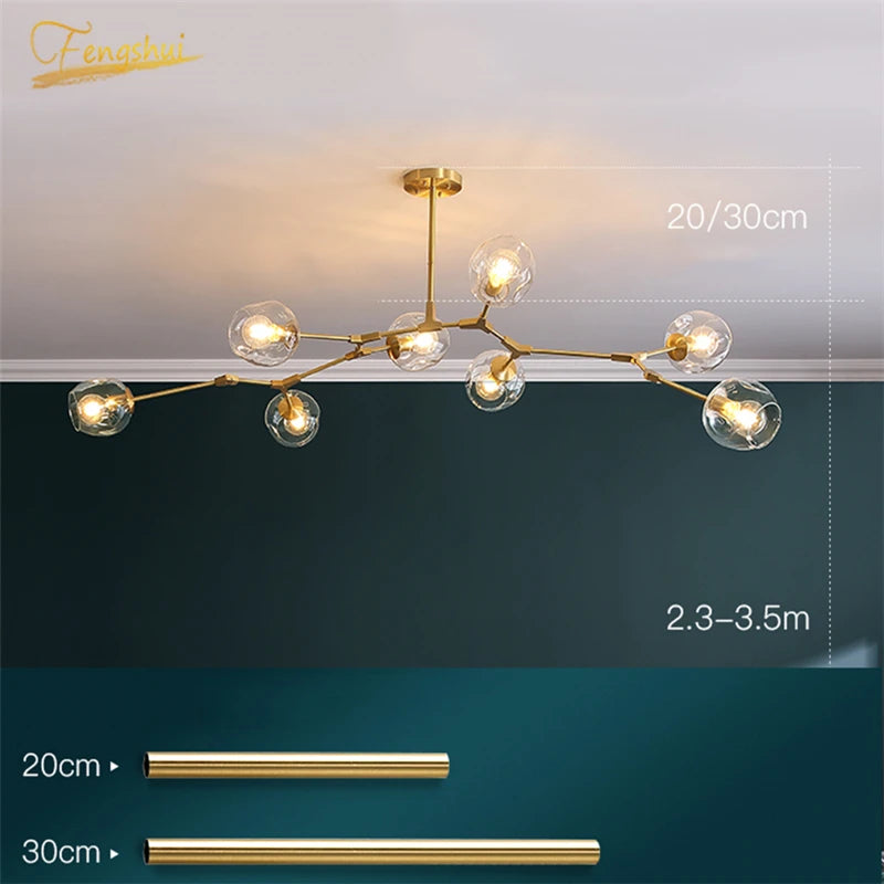 Nordic Glass LED Chandeliers Modern Indoor Ceiling Chandeliers