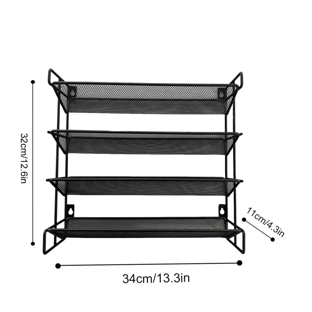 4 Tier Kitchen Organizer Spice Rack Wall Mounted