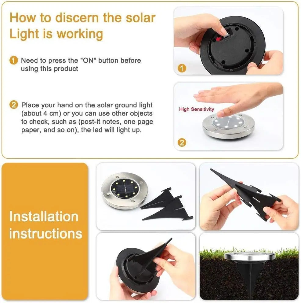 Solar Outdoor Lights Set of 4 or 8 Modern LED Design
