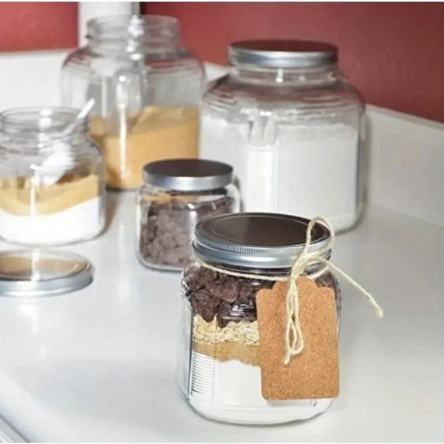 Clear Glass Cookie Jar with Brushed Aluminum Lid