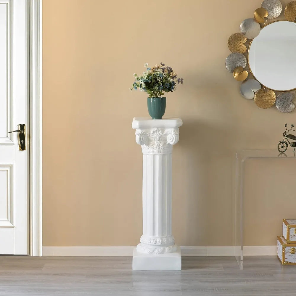 Decorative Fiberglass White Plinth Roman Style Column