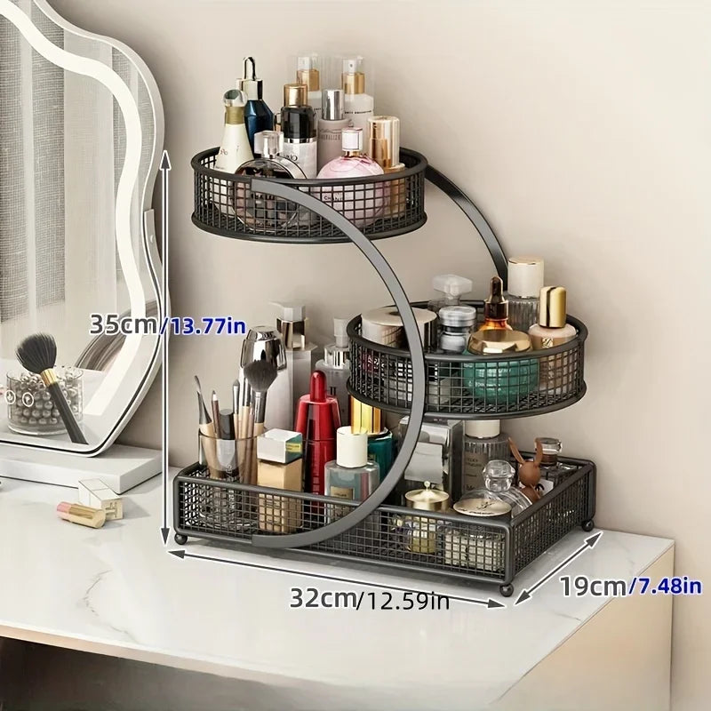 Hign-concerned Metal Makeup Storage Rack for Efficient Countertop Organization and Cosmetic Tools