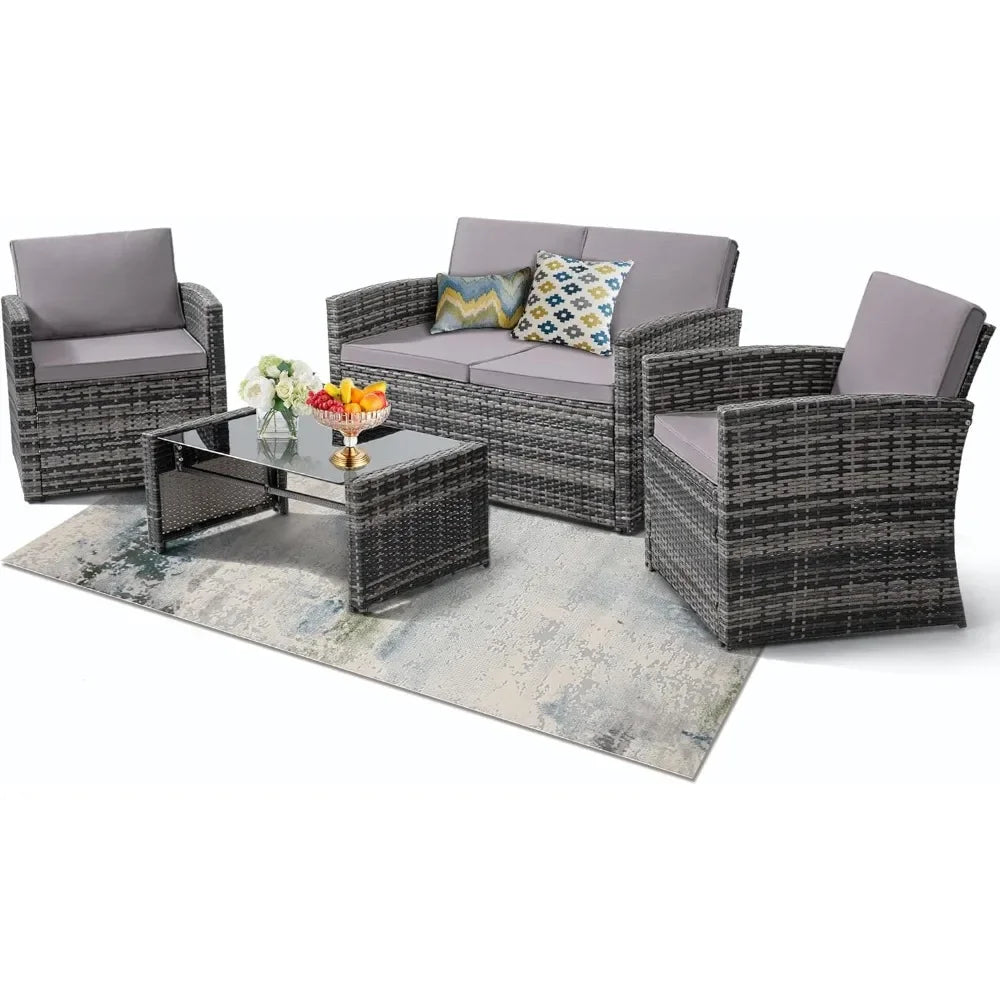 4 Pieces Patio Conversation Set,