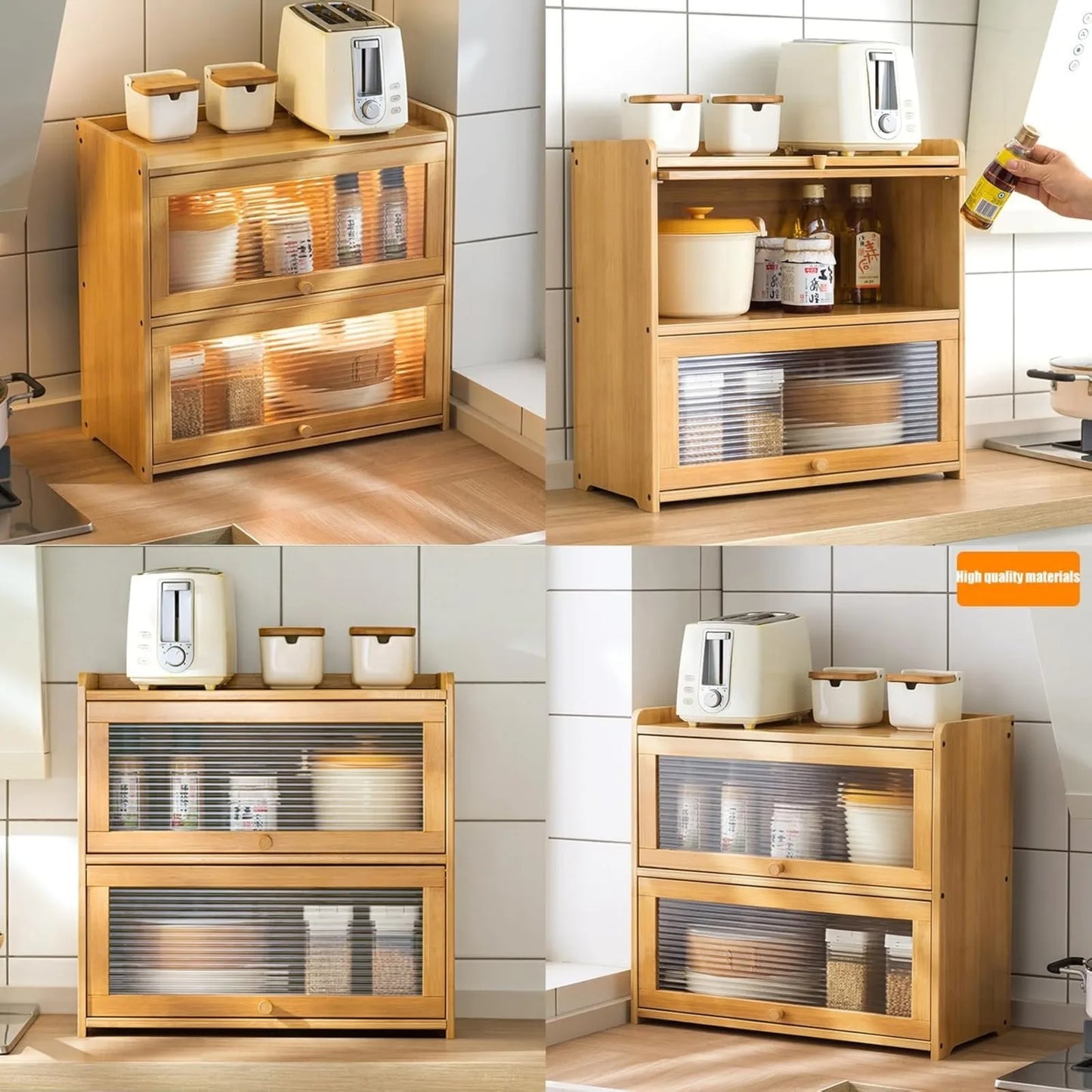 Each 2-Tier Bamboo Kitchen Storage Cabinet