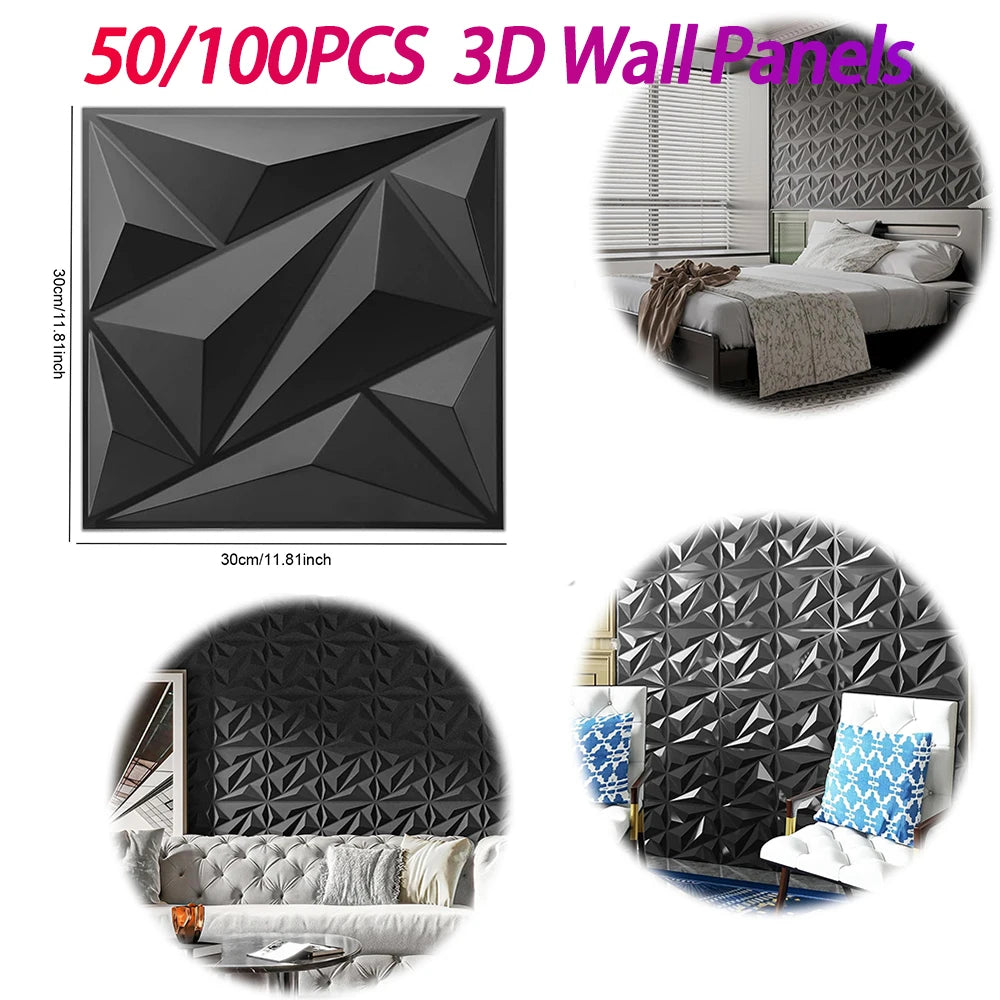 Shunmaii 3D Wall Panel Diamond Pattern PVC Wall Covering