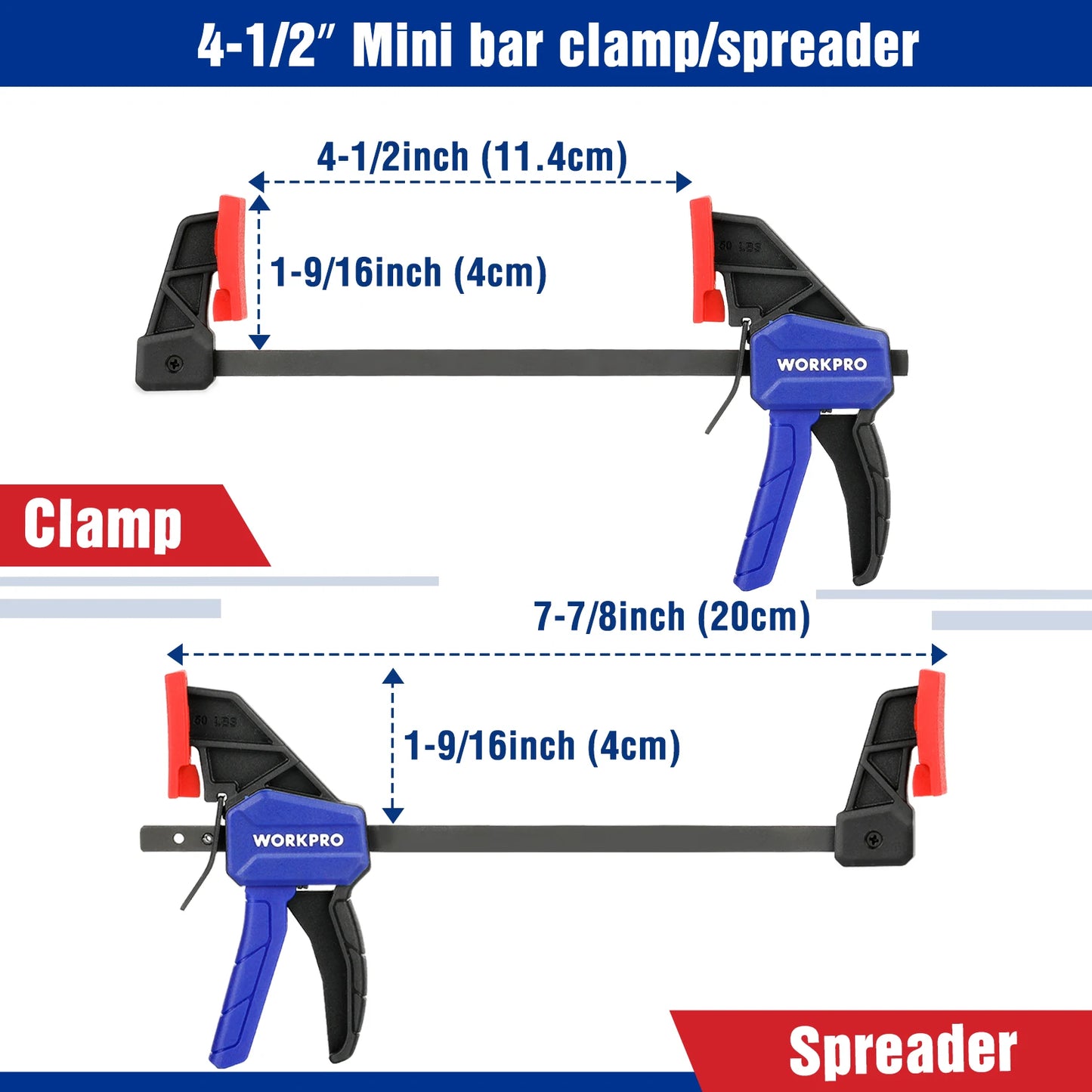 WORKPRO 4 Piece Bar Clamp Set
