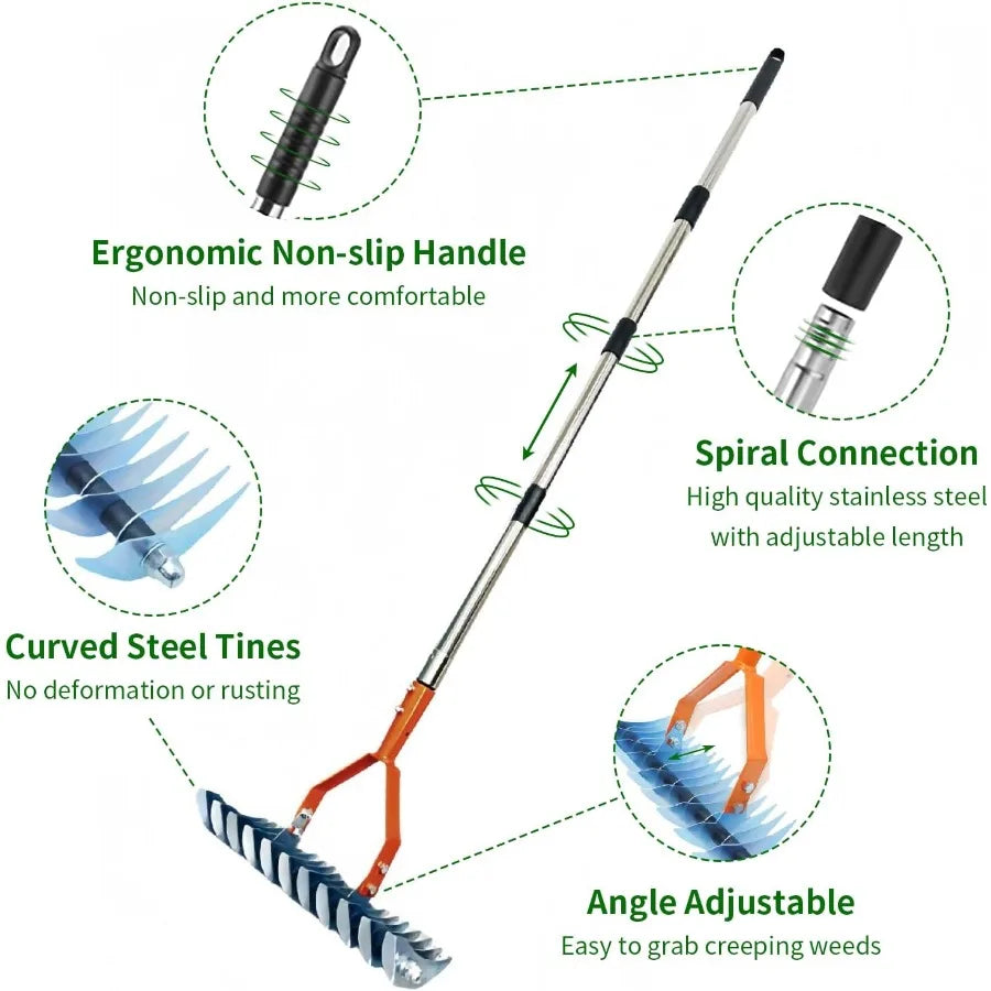 Thatch Rake 14 Wide 21Tines Sturdy Garden Dethatcher Rake