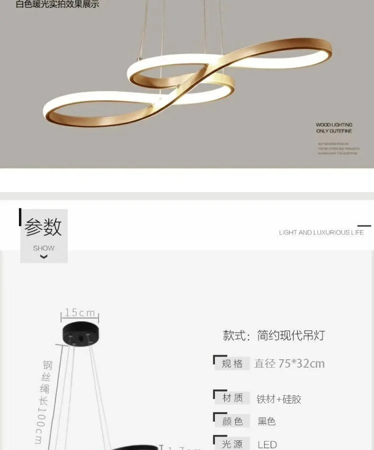 White Black Gold Led Pendant Light for Kitchen Dinning Room