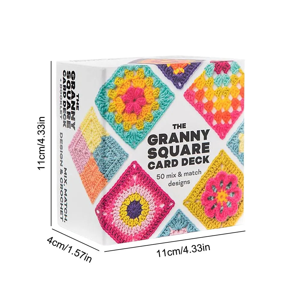 50 Mix & Matchs Designs Crochet Cards The Granny Square Card Decks Knitting Kit for Adults DIY Grandma Knitted Pattern Set