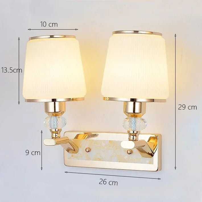 Modern Minimalist Crystal Bedside Wall Sconce Lamp In Iron Finish For Bedroom Or Living Room