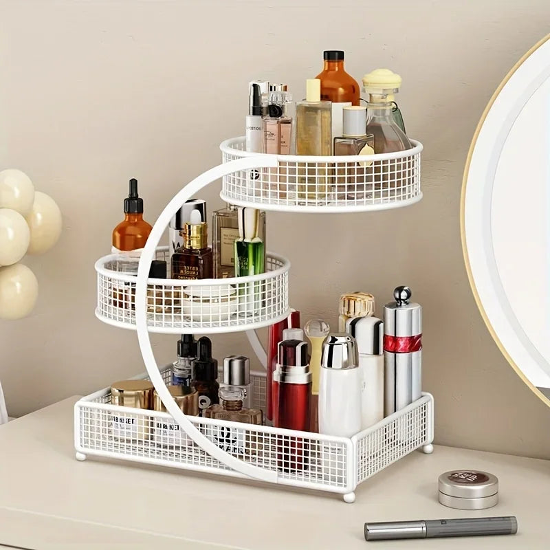 Hign-concerned Metal Makeup Storage Rack for Efficient Countertop Organization and Cosmetic Tools