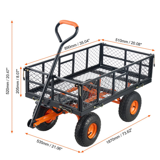 SucceBuy Garden Cart With Heavy Duty 400 Pound Load Capacity