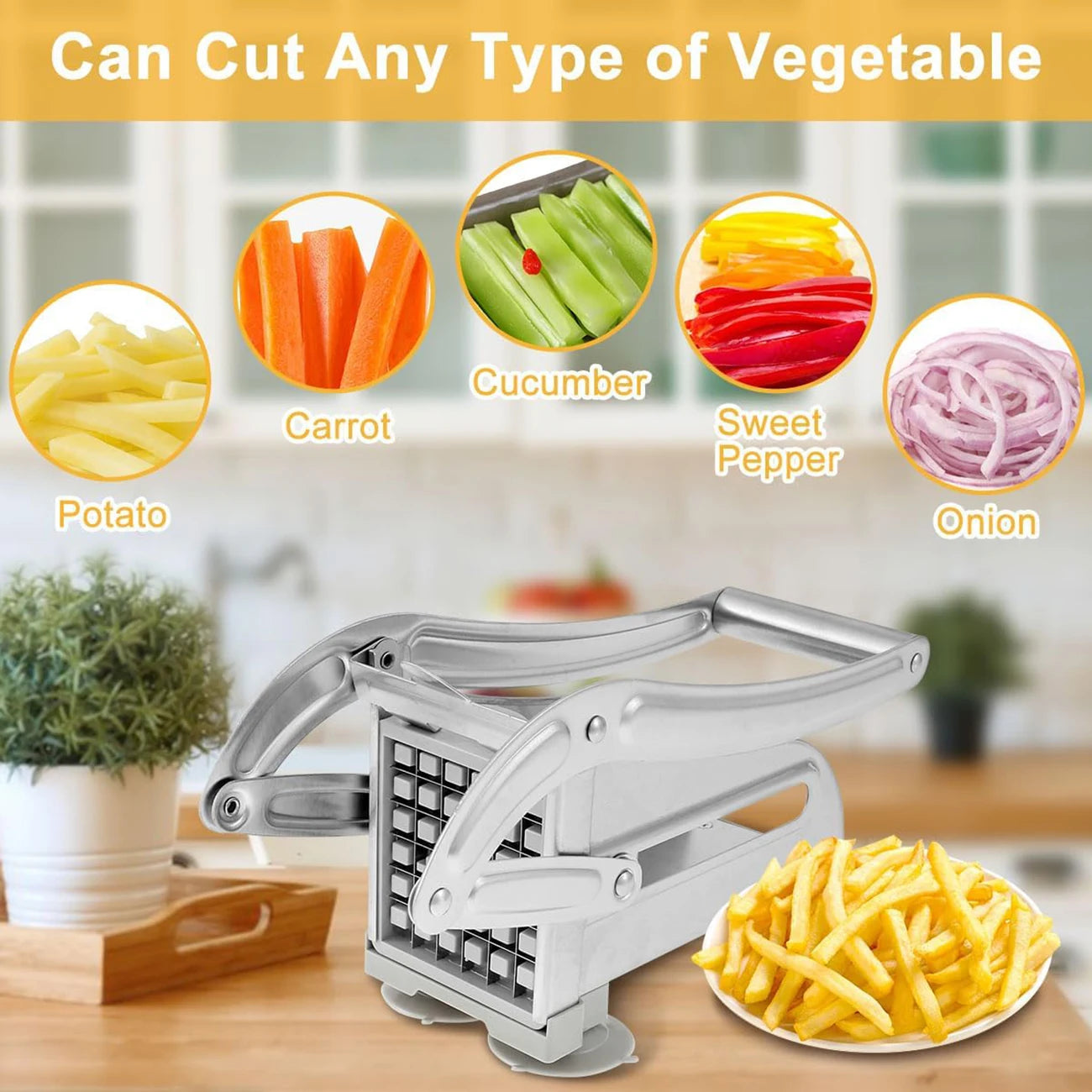 French Fries Cutter Stainless Steel Blade For Easy Home Cooking