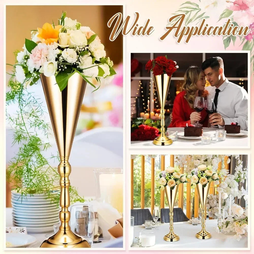 Tall Gold Vase ,16.5 Inches ,20 Pcs