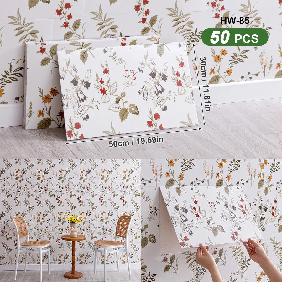 3D Self Adhesive Peel and Stick Wall Tiles 50 Pieces