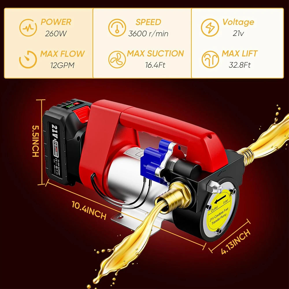 Seesii 21V DC Cordless Diesel Transfer Pump Kit