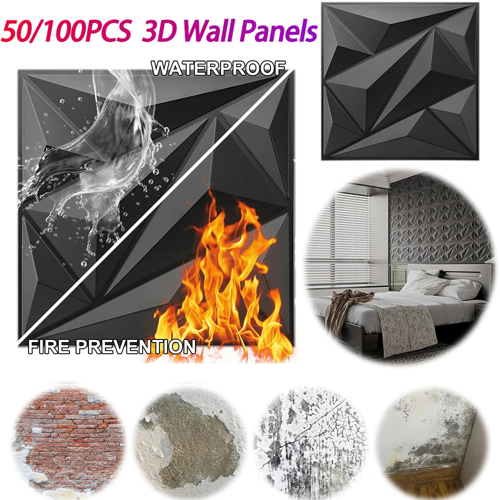 Shunmaii 3D Wall Panel Diamond Pattern PVC Wall Covering