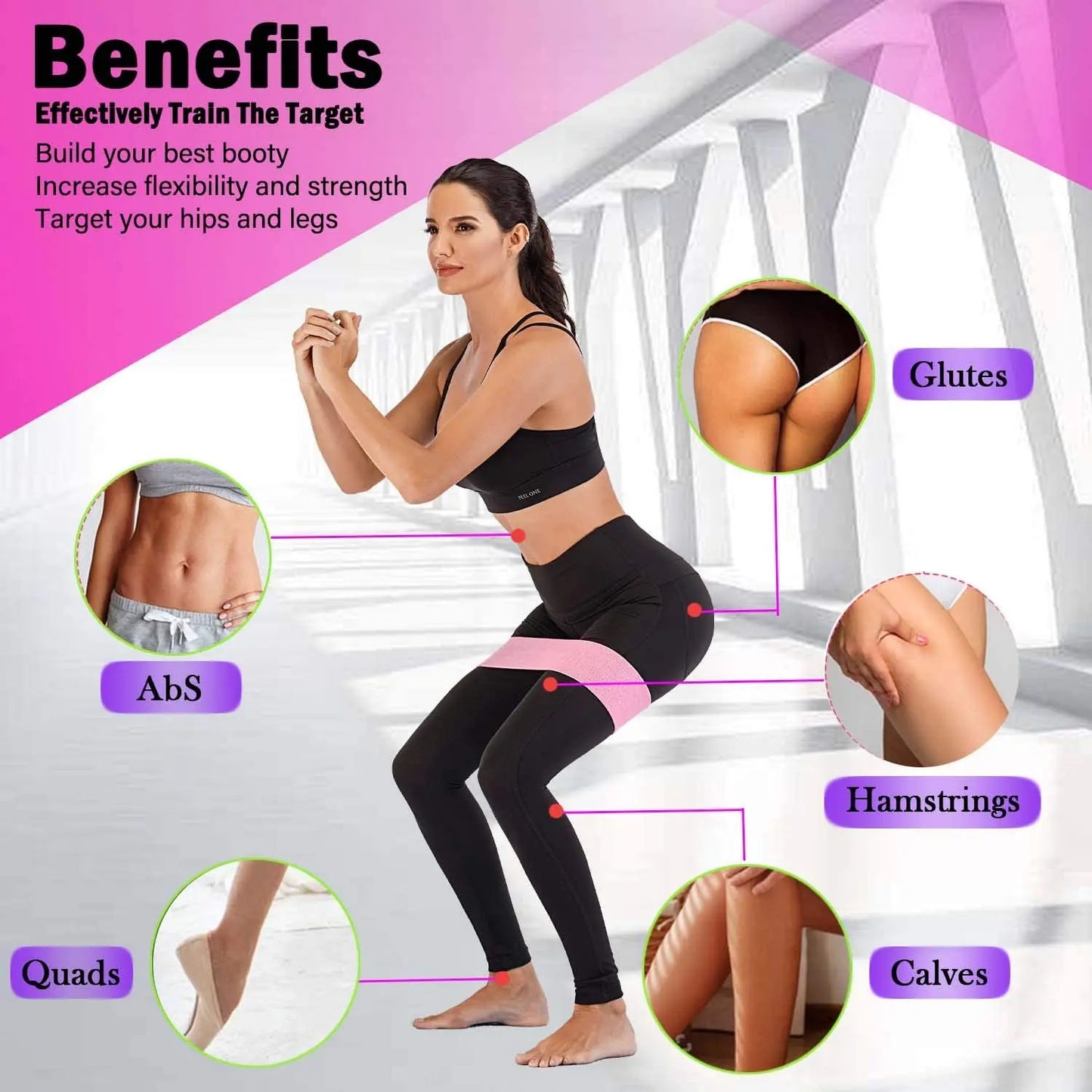 Elastic rubber resistance bands for yoga