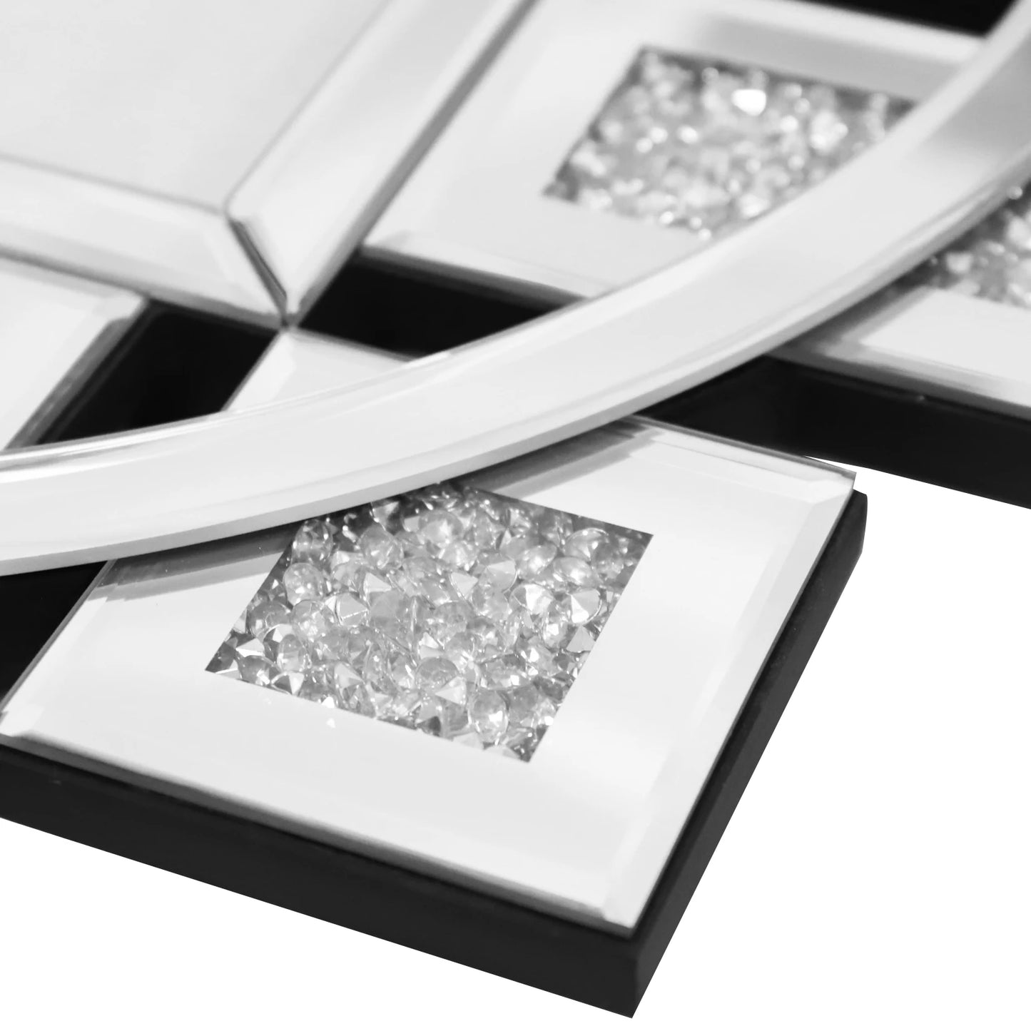 Irregular Large Crush Diamond Mirrored Wall Clock Design