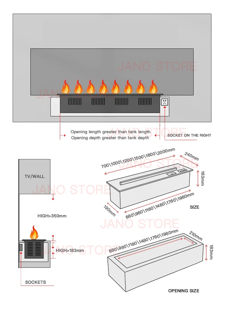 3D Atomized Fireplace With Colorful Steam Flame LED Water Vapor Home Decor CE FCC Certified