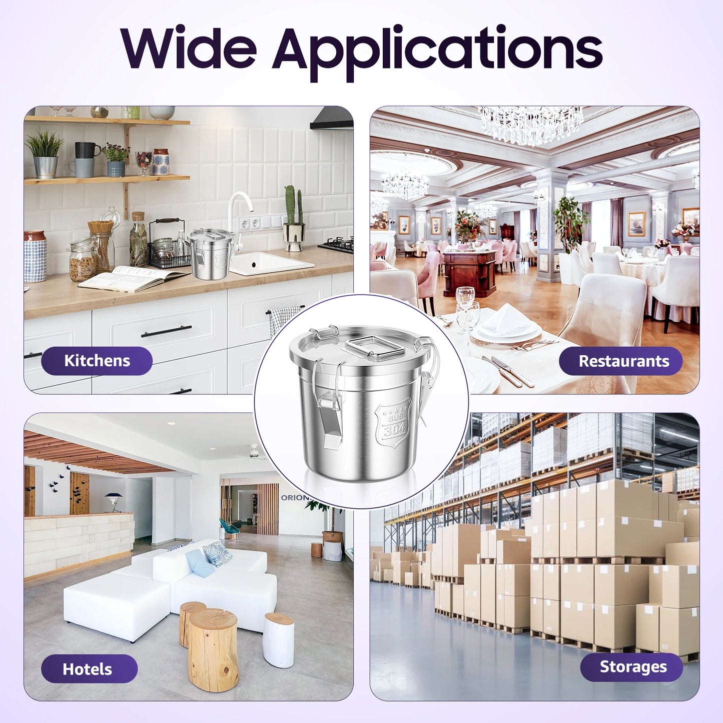 6L stainless steel rice bucket,，