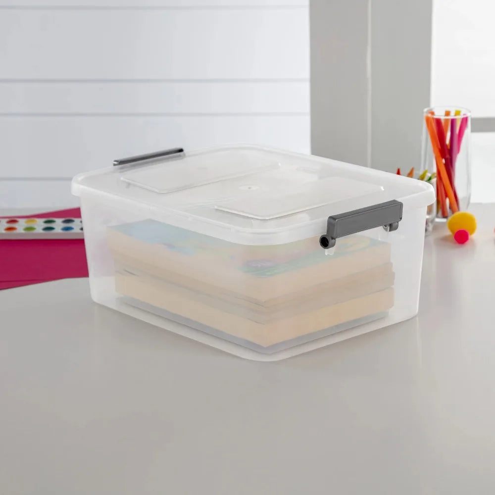 Sterilite 3 Pack Ultra-Durable-Long-Lasting Modular-Latch Storage-Box Organizer System Pro-X