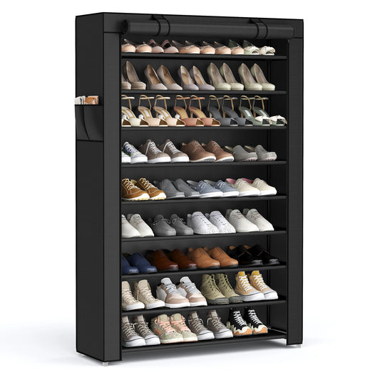 SONGMICS Shoe Rack, 9 Tier Shoe Organizer with Nonwoven Fabric Cover