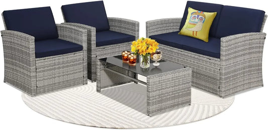 4 Pieces Patio Conversation Set,