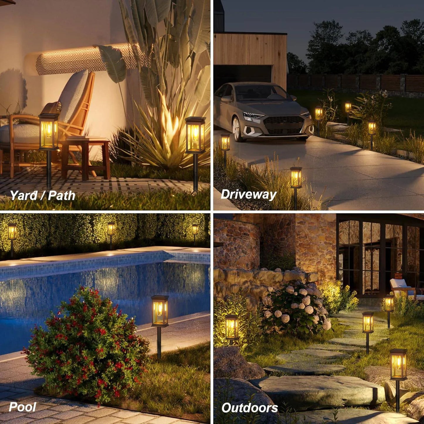 Upgraded Solar Lights 6/12 Pack Modern LED Garden Lighting