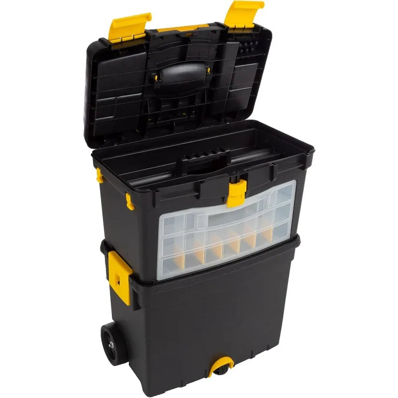 Rolling Tool Box with Wheels and Removable Organizer