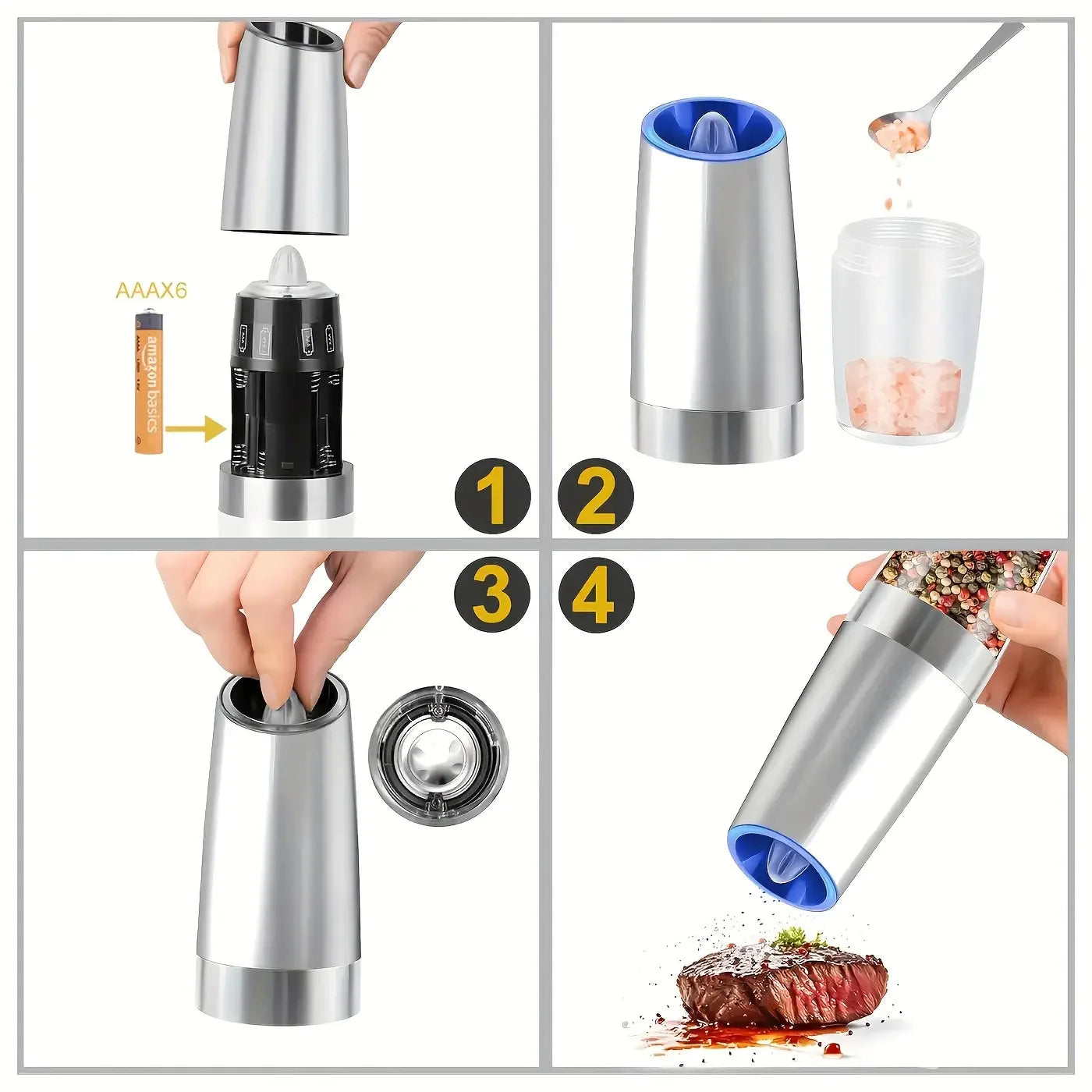 Automatic Salt And Pepper Grinder Set
