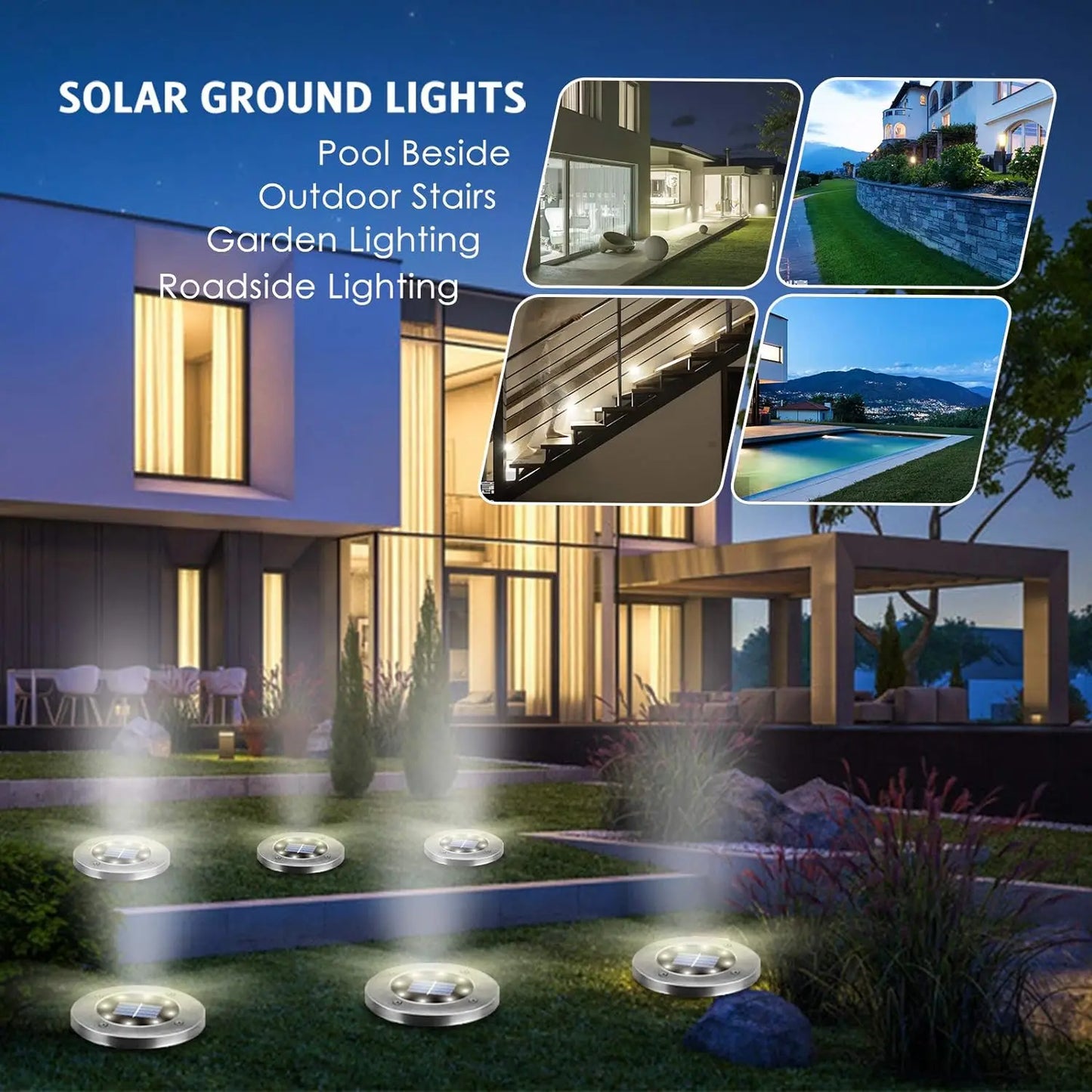 Solar Outdoor Lights Set of 4 or 8 Modern LED Design