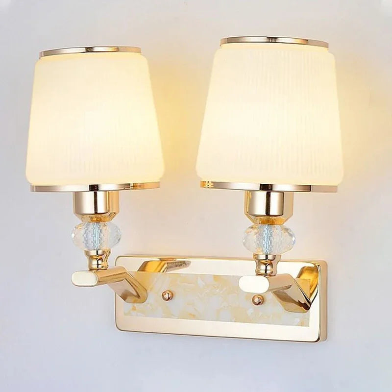 Modern Minimalist Crystal Bedside Wall Sconce Lamp In Iron Finish For Bedroom Or Living Room