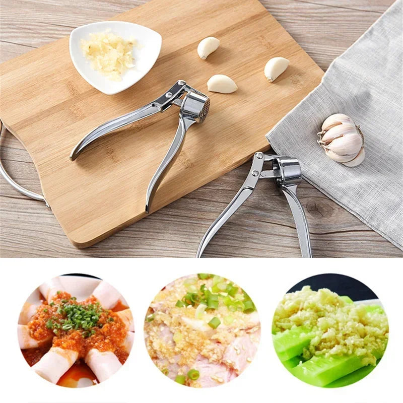 Stainless steel manual small garlic press