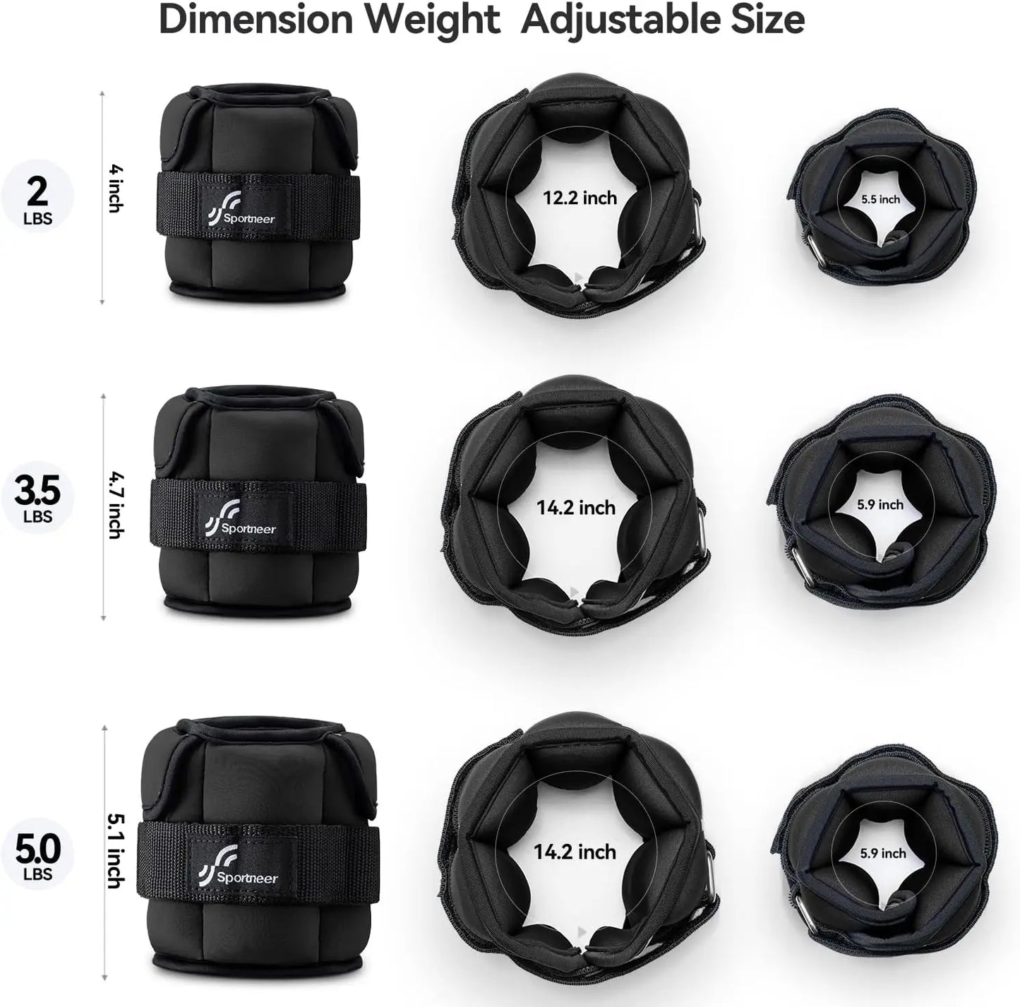 Sportneer Adjustable Wrist and Ankle Weights for Women and Men